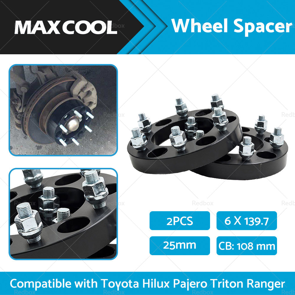 2X Wheel Spacers 25mm 6x139. 7 Suitable For Toyota Hilux Pajero Triton Ranger