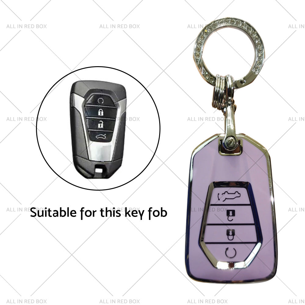 TPU Car Remote Key Fob Cover Suitable for Isuzu D-MAX MU-X MUX 4 Button Purple