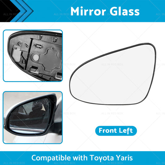 Left Side Mirror Glass with Back Plate Suitable for TOYOTA YARIS 2012 - 2017