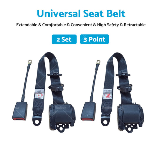 2 Sets Universal 3 Point Auto Car Seat Safety Belt Retractable Adjustable Lap AU