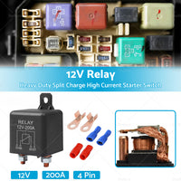 12V DC 200A Car Relay Heavy Duty Split Charge High Current 4Pin Starter Switch