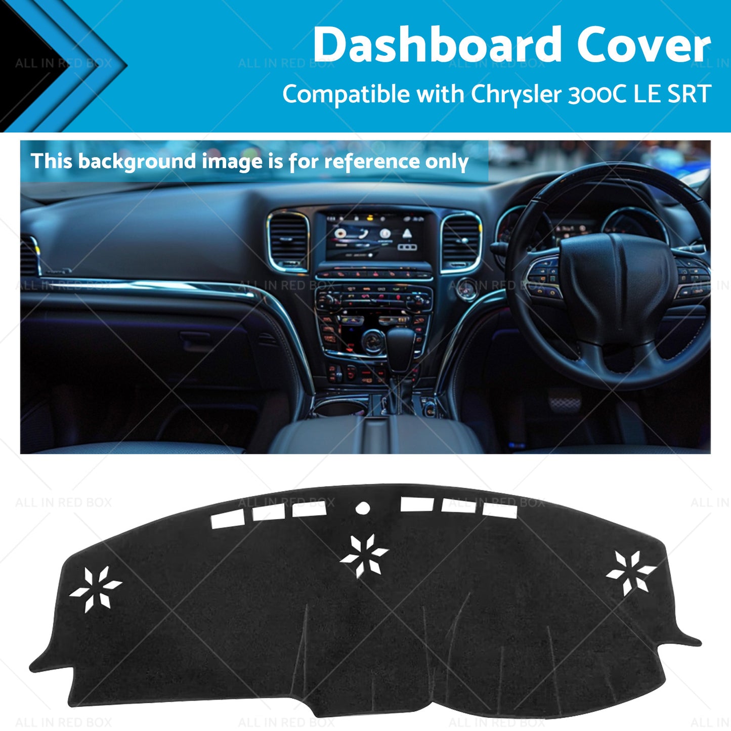 Black Dash Mat Dashboard Cover Suitable for Chrysler 300C LE SRT 2005-03 or 2012