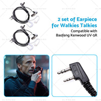 2PCS Covert Acoustic Tube Earpiece Headset Mic Suitable for Baofeng Kenwood