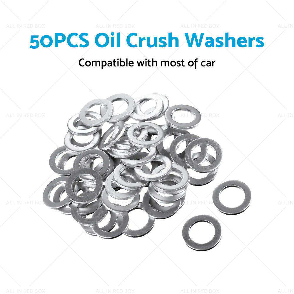 50PCS Car Engine Oil Crush Washers Drain Plug Gaskets ID 14mm , OD 22mm Aluminum