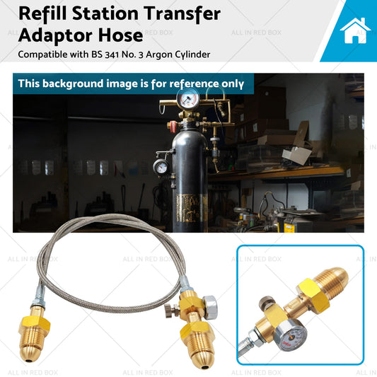 Refill Station Transfer Adaptor Hose Suitable for BS 341 No. 3 Argon Cylinder