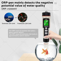 Portable 4 In 1 Hydrogen-Rich Test Pen PH ORP TEMP Water Quality Meter Tester