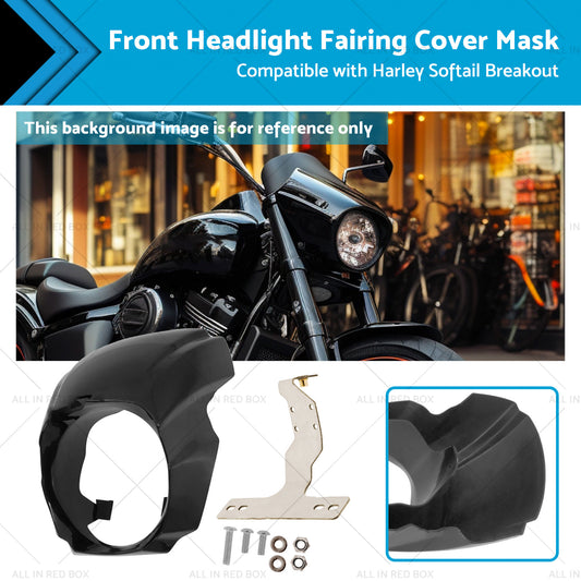 1x Front Headlight Fairing Cover Mask Suitable for Harley Softail Breakout 18-23