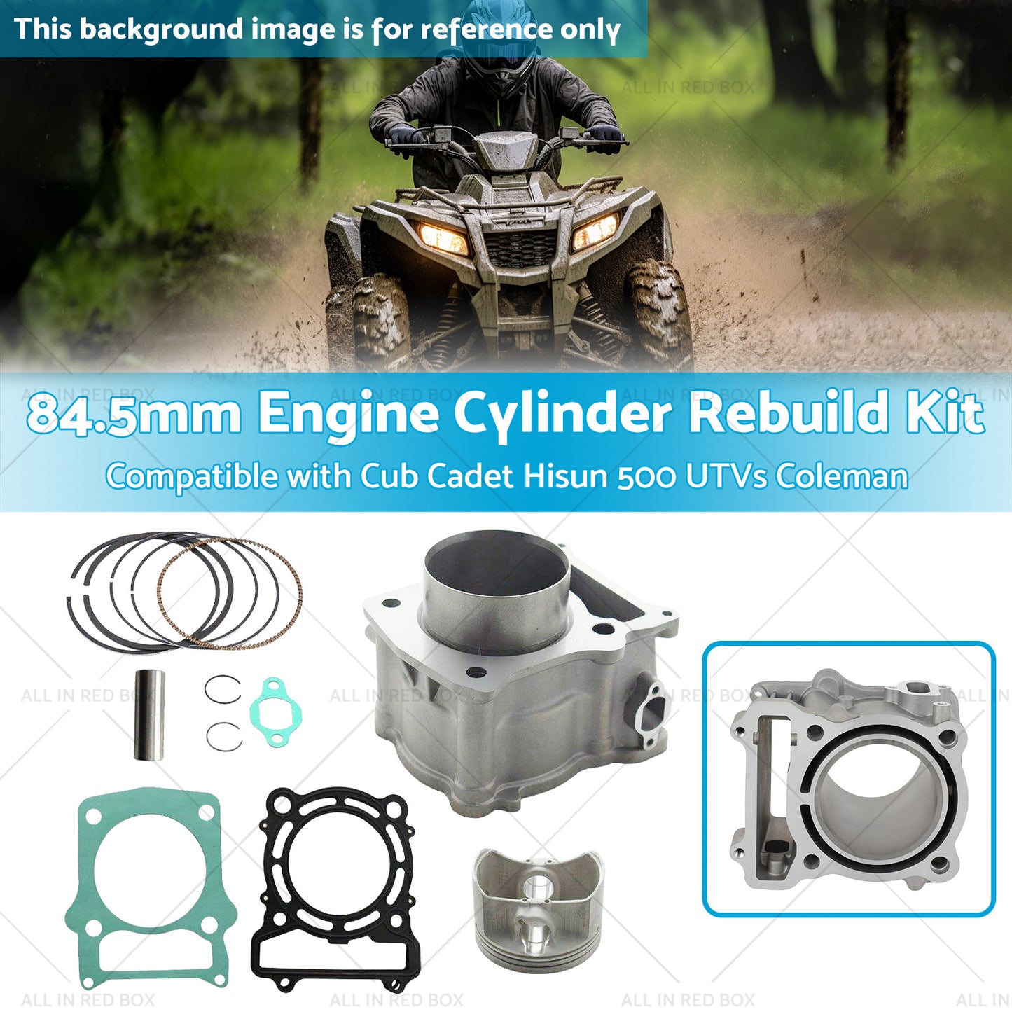 84. 5mm Engine Cylinder Rebuild Kit Suitable for Cub Cadet UTVs Coleman Hisun 500