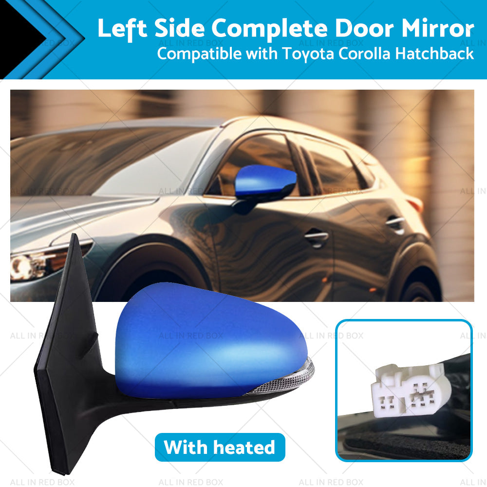 Door Mirror Suitable for Toyota Corolla ZRE182 2012-2018 Hatch Left Blue Heated