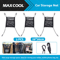 3PCS Car Truck Seat Mesh Tidy Storage Net Bag Organizer Holder Multi-Pocket