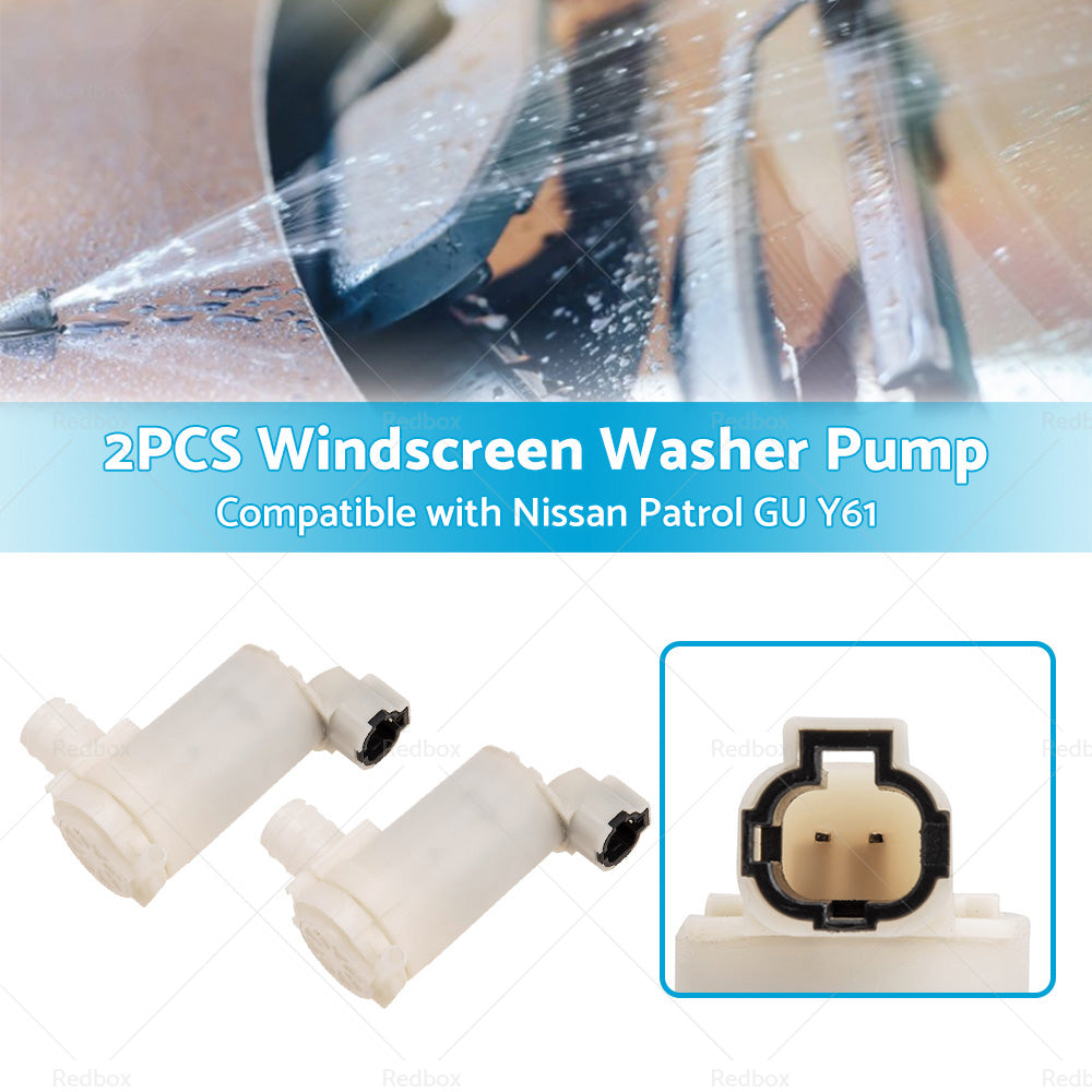 2pcs Windscreen Washer Pump Motor Front Rear Fits For Nissan Patrol GU Y61 2. 8TD