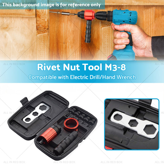 Rivet Nut Tool M3-8 Nutsert Adapter Suitable for Hand Wrench Electric Drill