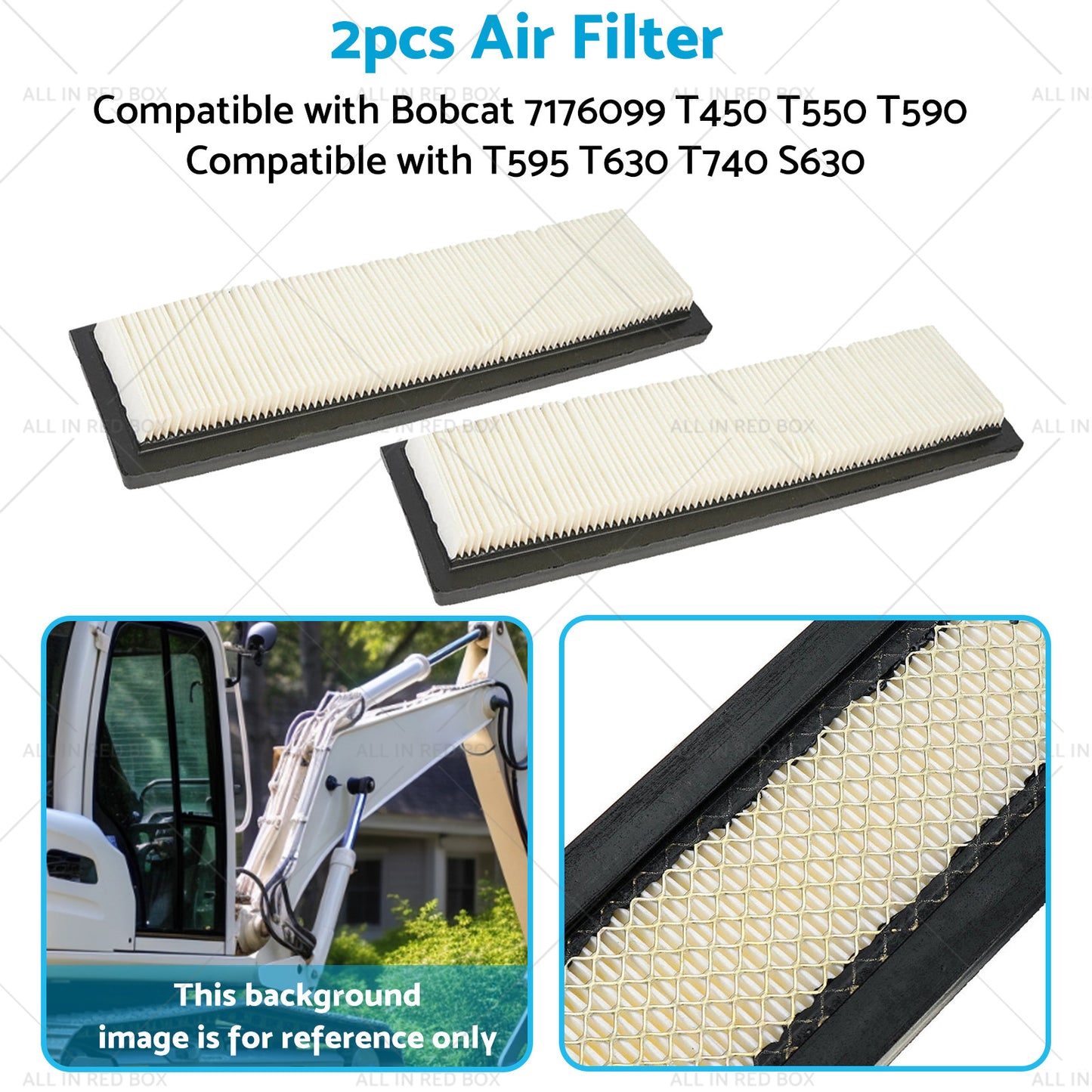 2X Air Filter SuitableFor Bobcat 7176099 T450 T550 T590 T595 T630 T740 S630 S650