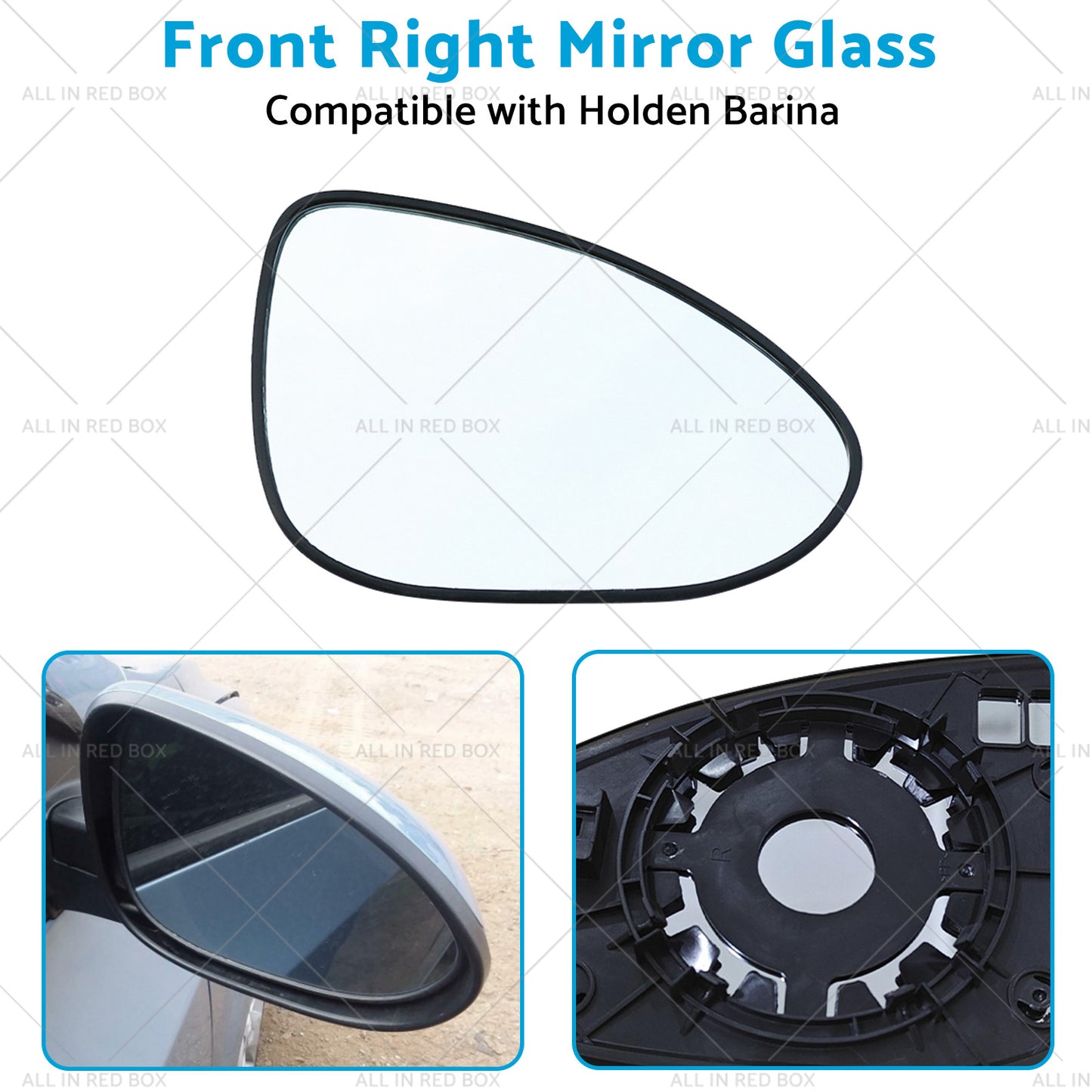 Suitable for Holden Barina 2011-ON Right Mirror Glass With Back Plate NO HEATED