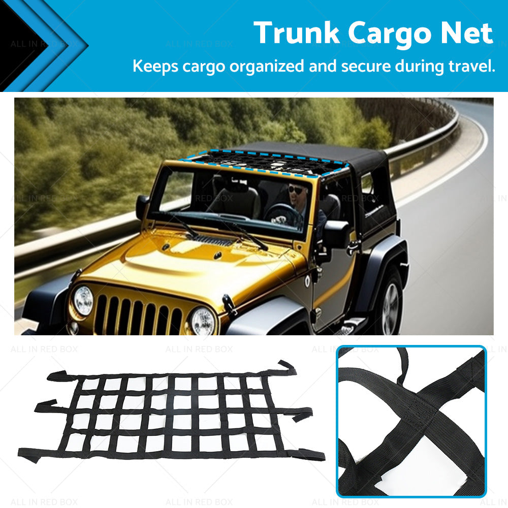 Roof Cargo Net Back Window Storage Hammock Suitable ForJeep Wrangler TJ JK 97-18