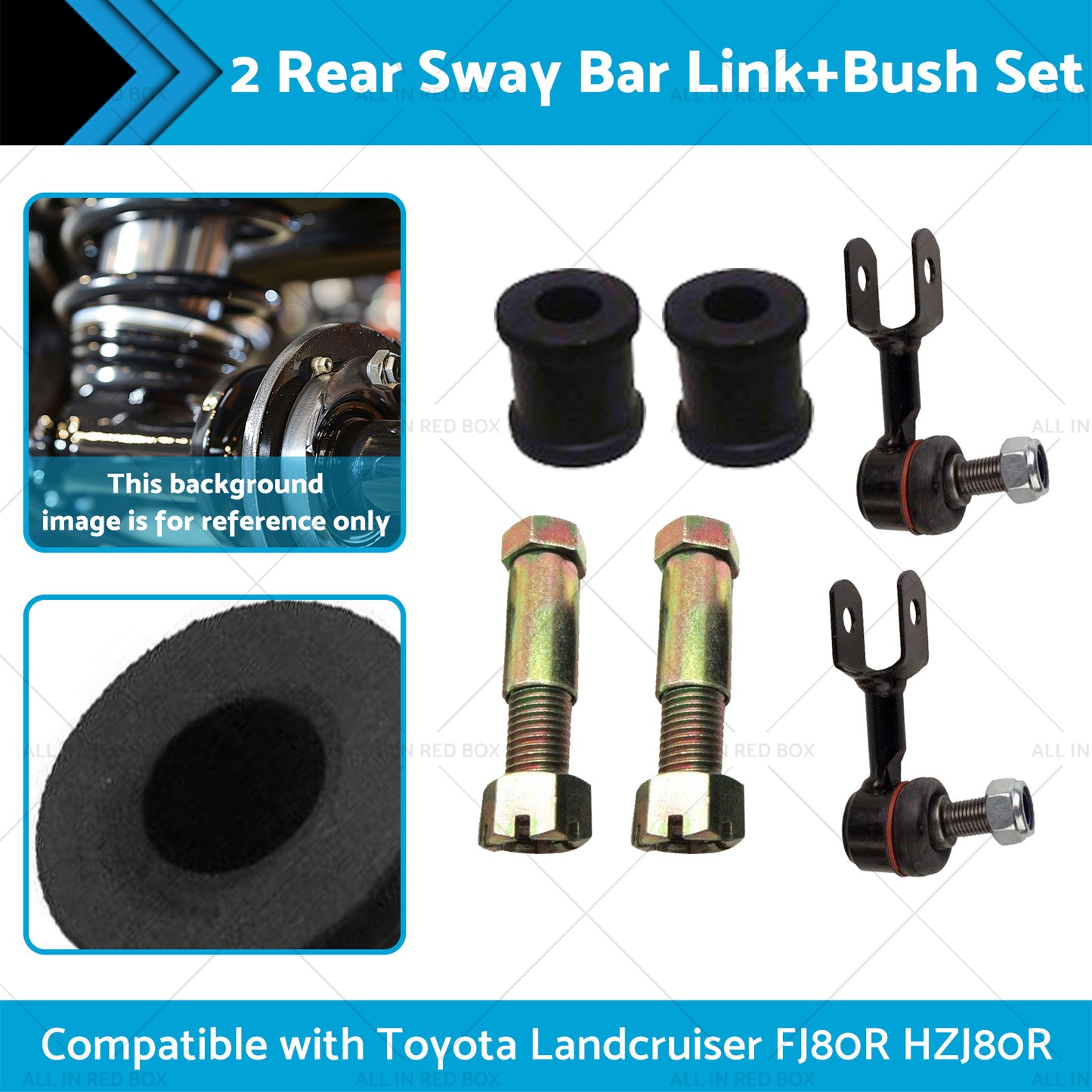 2 Set Rear Sway Bar Link+Bush Suitable for 92-19 Toyota Landcruiser FJ80R HZJ80R