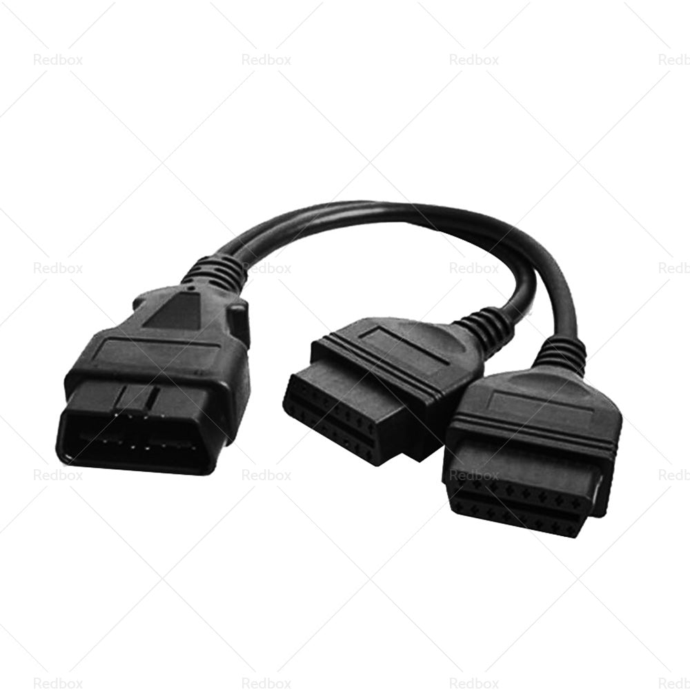 OBD2 16 Pin Splitter Extension Cable Male to Dual Female 12inch  or  30cm Y Lead