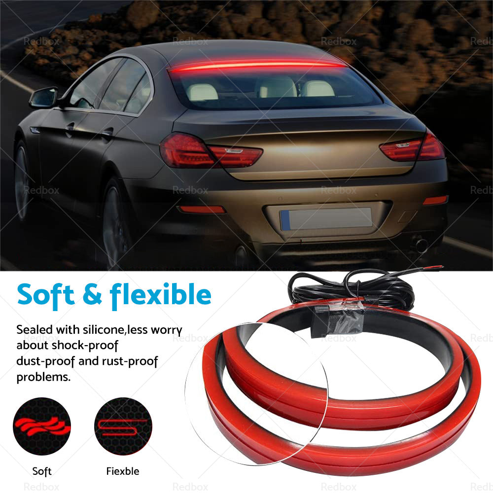 1M Red LED Car High Mount Third Brake Stop Rear Tail Light Bar Strip Universal