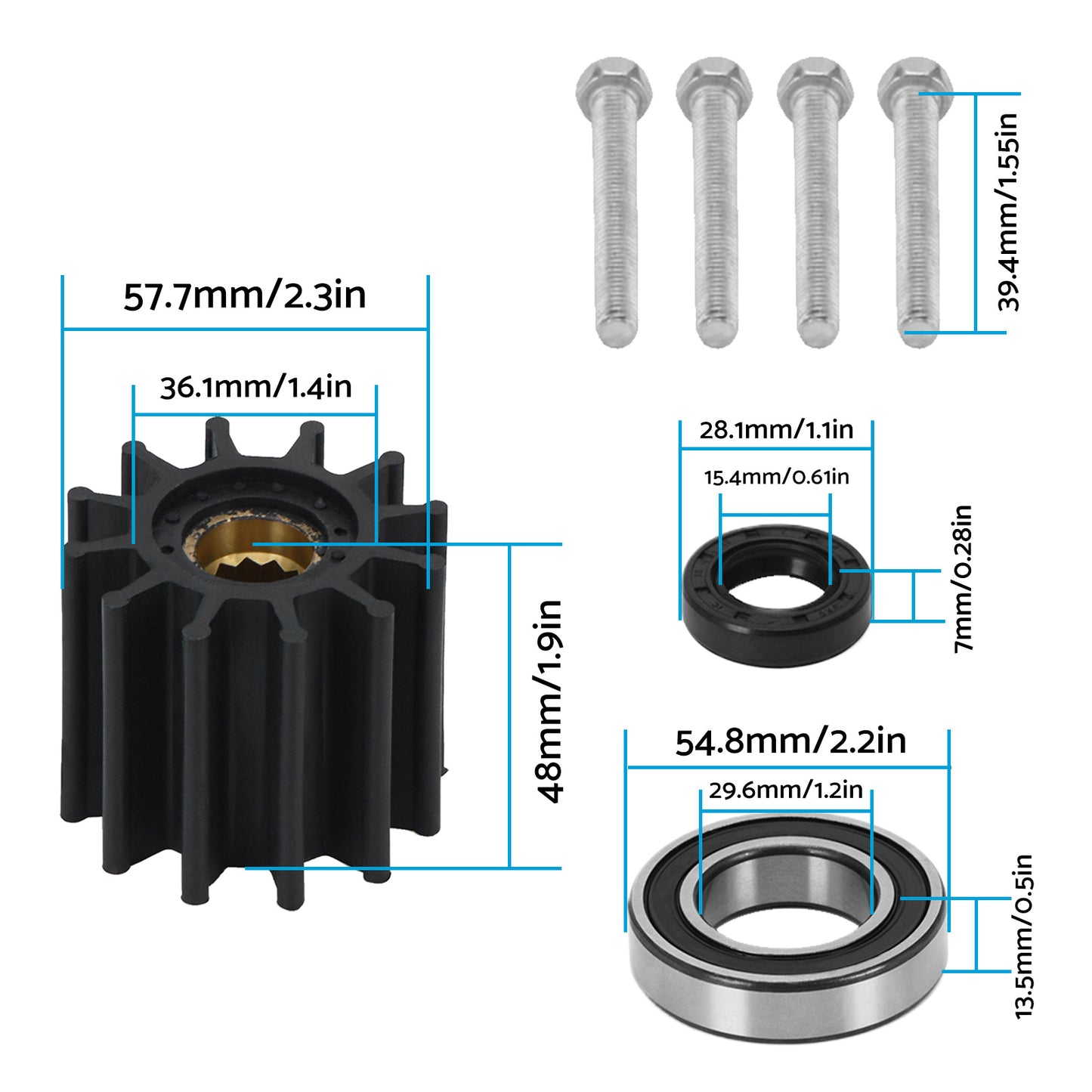 Impeller Seal Water Pump Rebuild Kit Suitable for Many Volvo Penta 3.0 4.3 5.0