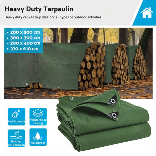 3 Types Army Heavy Duty Canvas Tarp Tarpaulin Sun Blocked Waterproof Dustproof