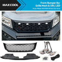 Black Bumper Bar Grille Mesh  and  LED Light Fits for Nissan NAVARA NP300 D23 15-20