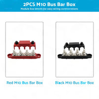 2PCS M10 4 Post 250A DC 48V Studs Bus Bar Power Distribution Box Terminal Block