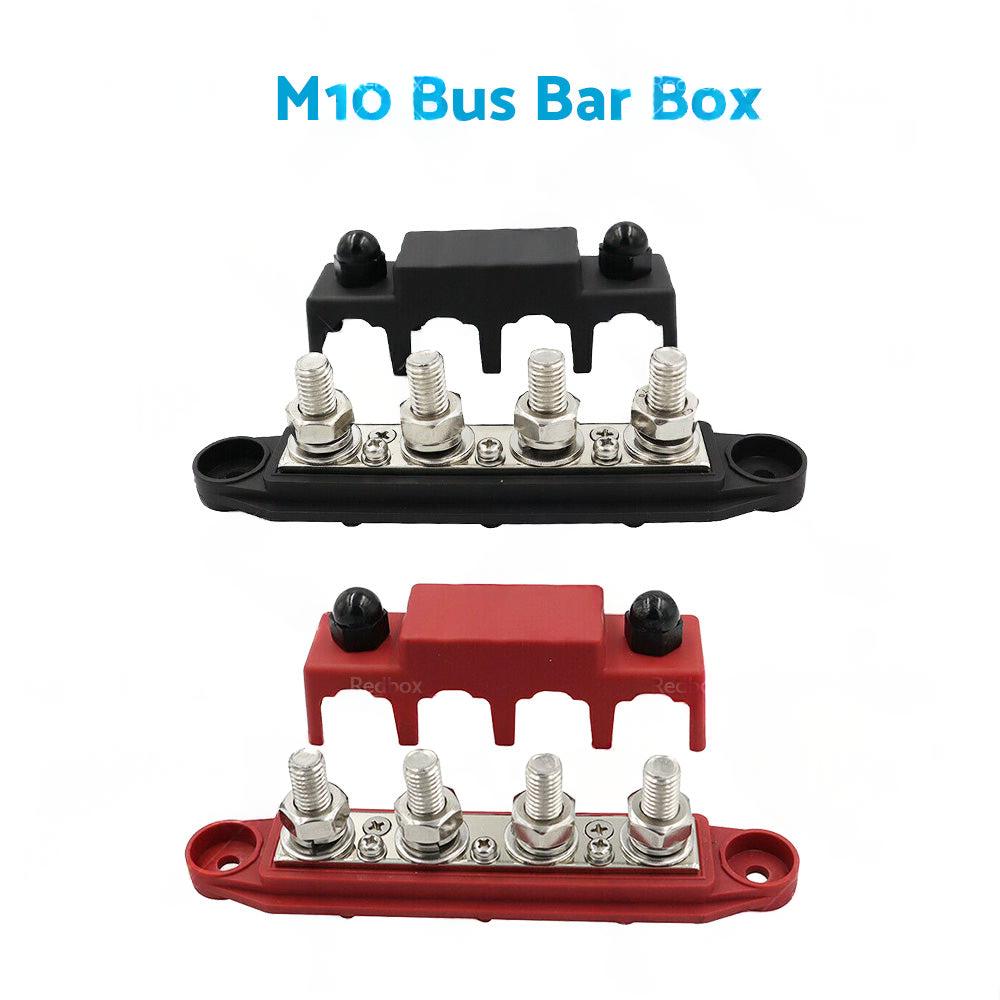 2PCS M10 4 Post 250A DC 48V Studs Bus Bar Power Distribution Box Terminal Block