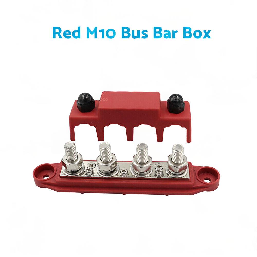 2PCS M10 4 Post 250A DC 48V Studs Bus Bar Power Distribution Box Terminal Block