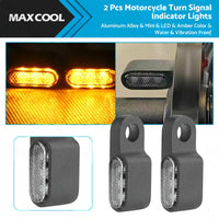2x Mini LED Motorcycle Turn Signal Indicators Suitable For Amber Blinker Light ¡§C Black 3LED