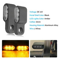 2x Mini LED Motorcycle Turn Signal Indicators Suitable For Amber Blinker Light ¡§C Black 3LED