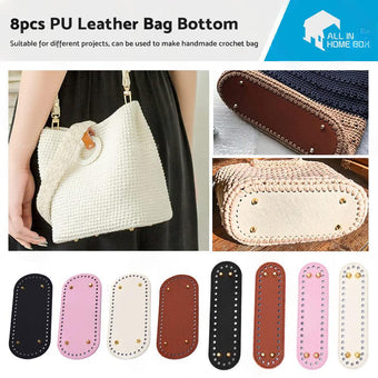 compare product 8PCS PU Leather Shaper Base Pad DIY Crochet Bag Bottom Oval Knitting Accessories