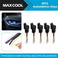 SPDT Automotive Relay With Harness Socket 5x 24V 40A 5 Pin For Car Yacht Caravan