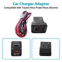 TYPE C  VOLT  QC 3. 0 USB CHARGER Suitable for Toyota Hilux Prado BLUE LED 12v