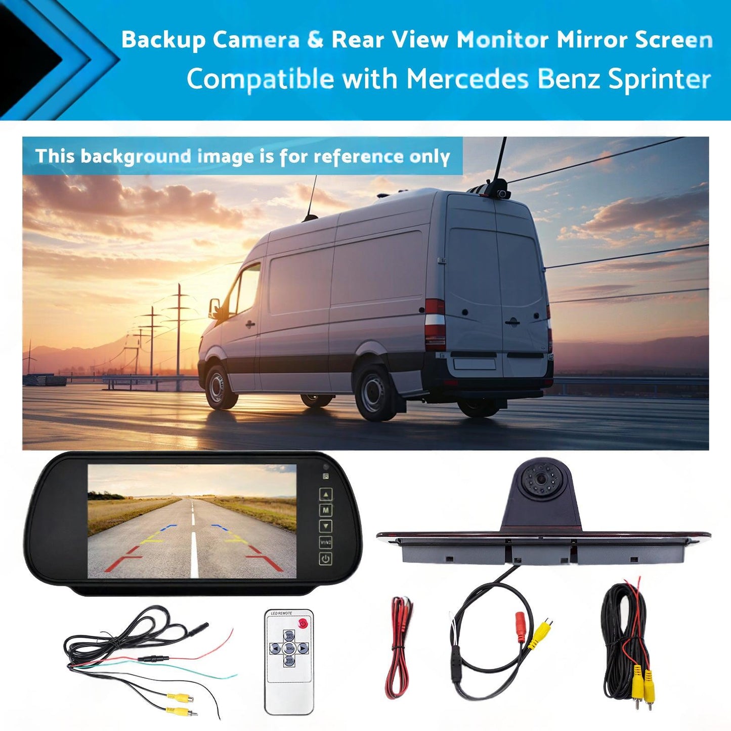 Brake Light Backup Camera W or  7''Monitor Suitable for 07-19 Sprinter or VW Crafter