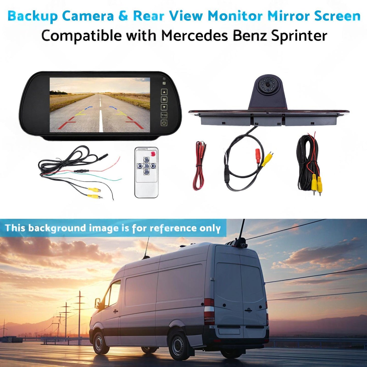 Brake Light Backup Camera W or  7''Monitor Suitable for 07-19 Sprinter or VW Crafter