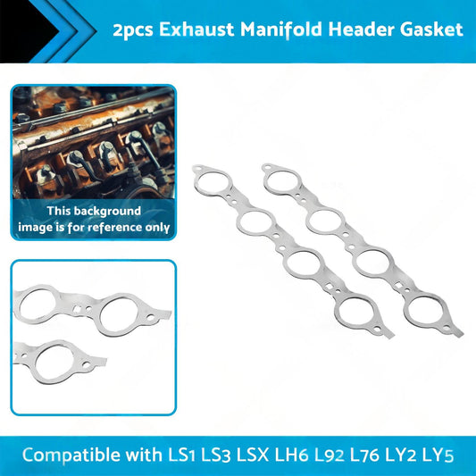 2PCS Exhaust Manifold Gasket Multi-Layer Steel Header Suitable For LS1 LS3 LSX