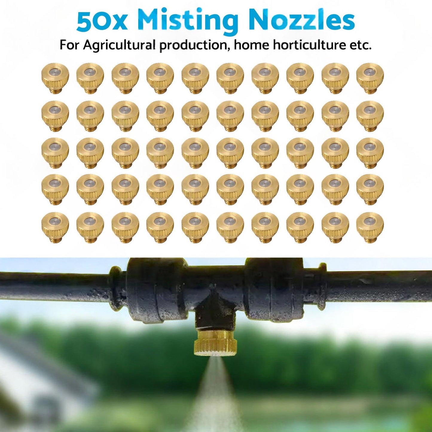50x Brass Misting Nozzles 0.024 inch Suitable For Cooling System Water Mister Sprinkle