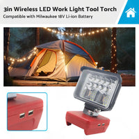 3in Wireless LED Work Light Torch Suitable For Milwaukee 18V Li-ion Battery