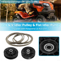 Belt with V-Idler Pulley & Flat Idler Pulley Suitable For Husqvarna LS / XLS / GTH / LGT Models