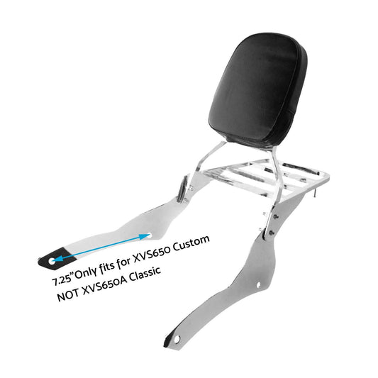 Chrome Backrest Sissy Bar With Luggage Rack Suitable For Yamaha V-Star 400 / 650 1998-2018
