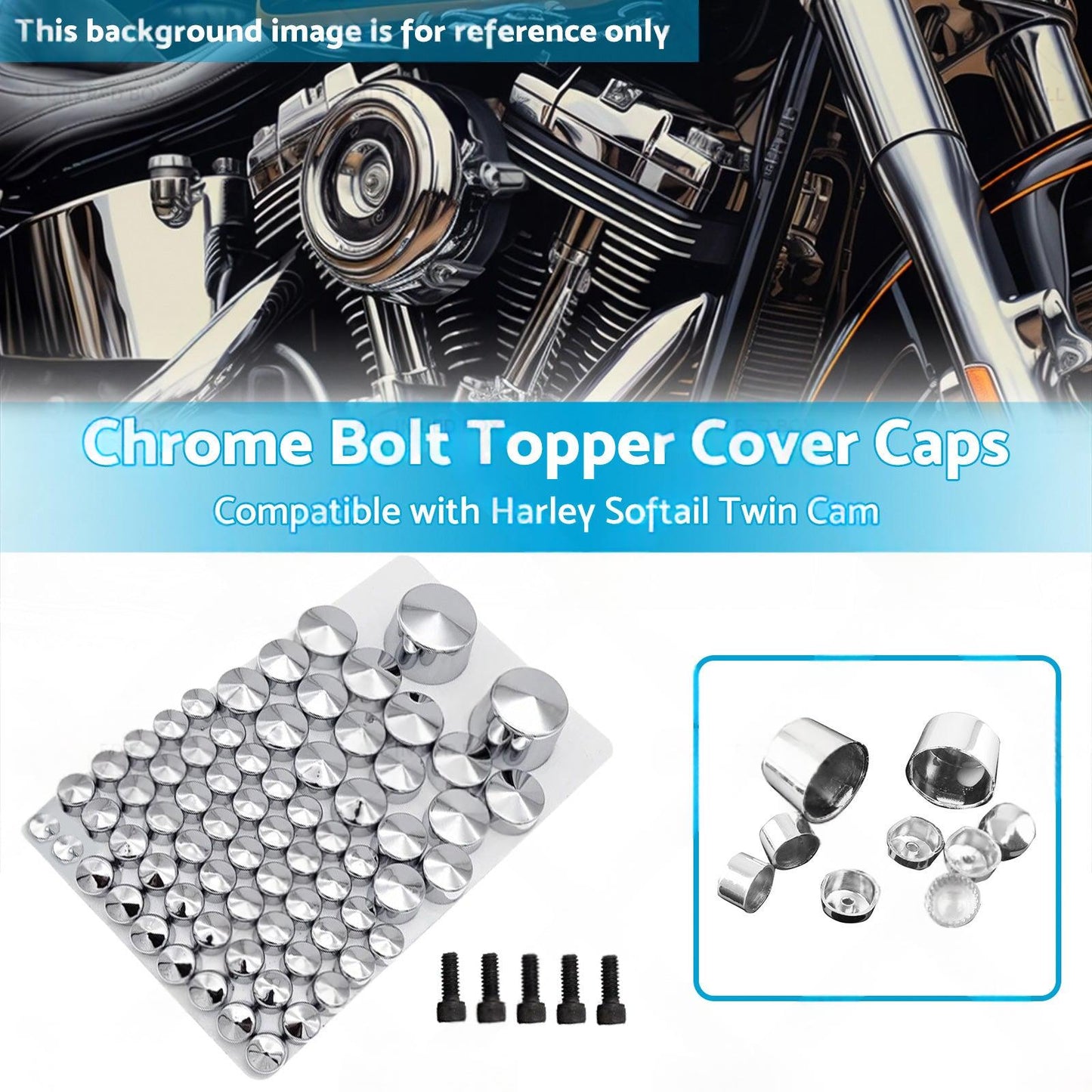 Chrome Bolt Topper Cover Caps Suitable For Harley Twin Cam Softail 2007-2013