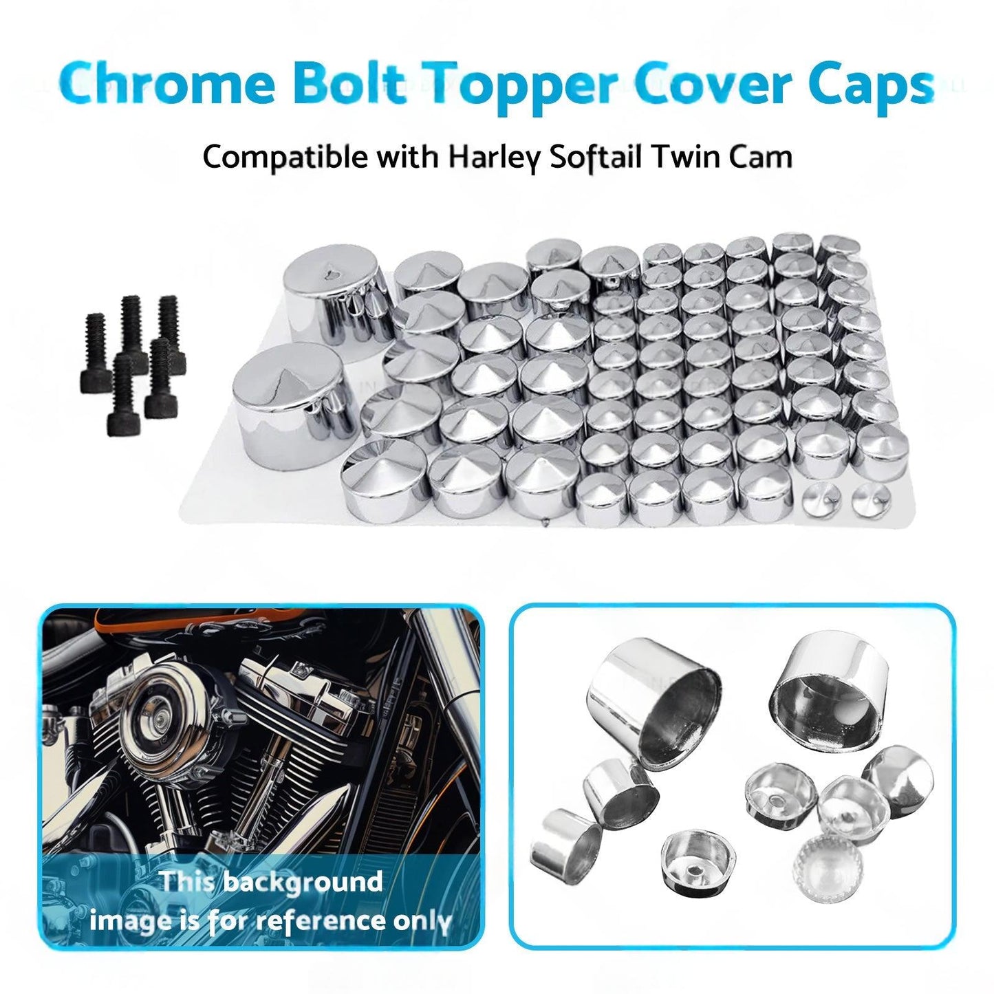 Chrome Bolt Topper Cover Caps Suitable For Harley Twin Cam Softail 2007-2013