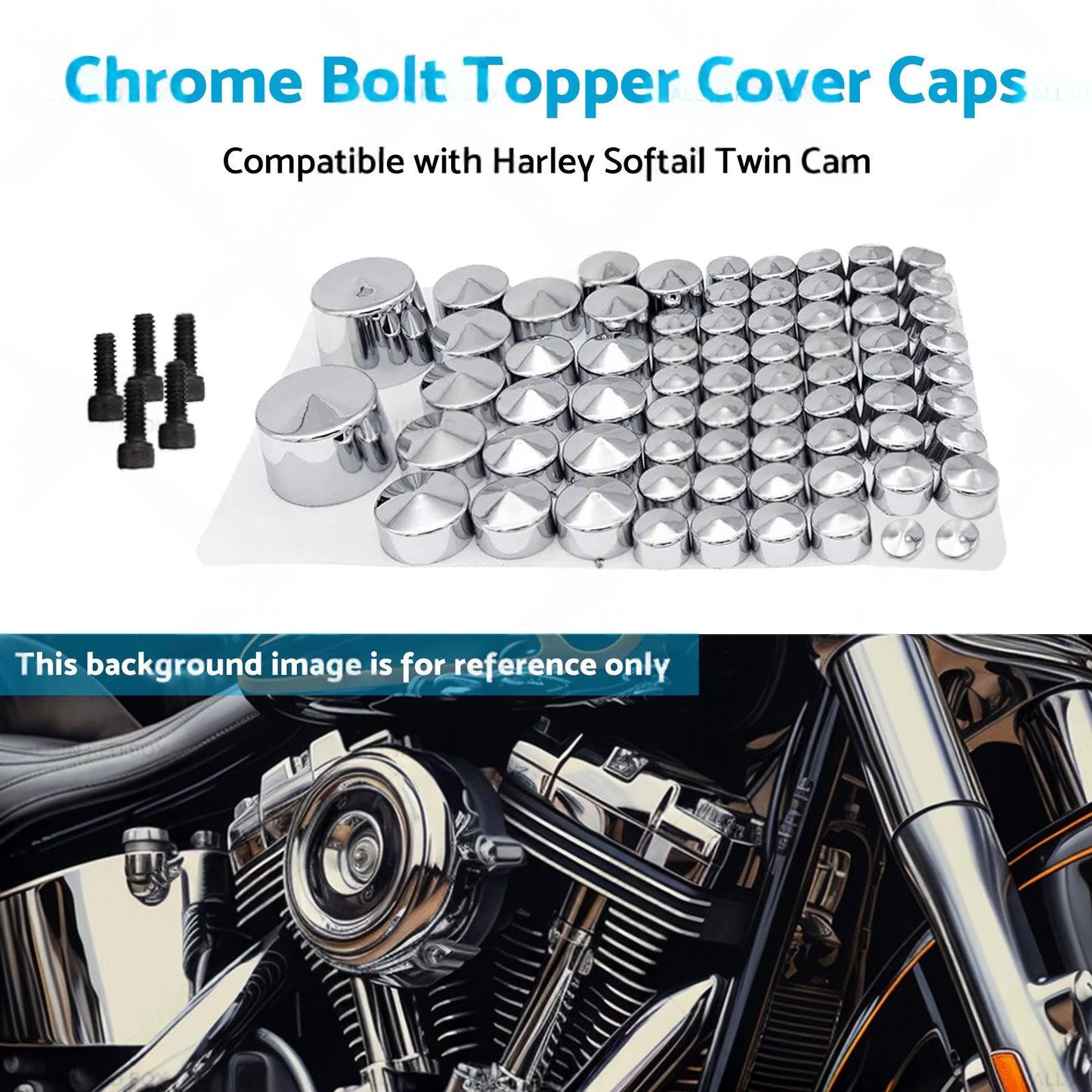 Chrome Bolt Topper Cover Caps Suitable For Harley Twin Cam Softail 2007-2013