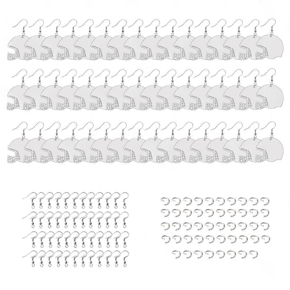 48PCS Sublimation Helmet Earring Blank MDF Double-Sided w  Hook and Jump Ring