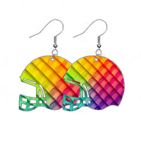 48PCS Sublimation Helmet Earring Blank MDF Double-Sided w  Hook and Jump Ring