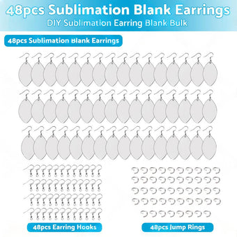 compare product 48PCS Sublimation Blank MDF Rugby Earring Double-Sided w  Hook and Jump Ring DIY