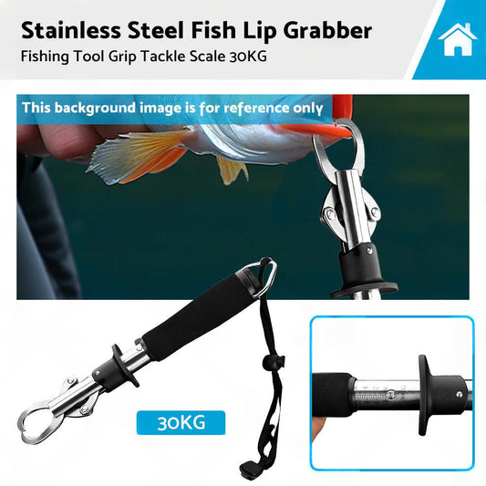 Stainless Steel Fish Lip Grabber Gripper Fishing Tool Grip Tackle Scale 30KG