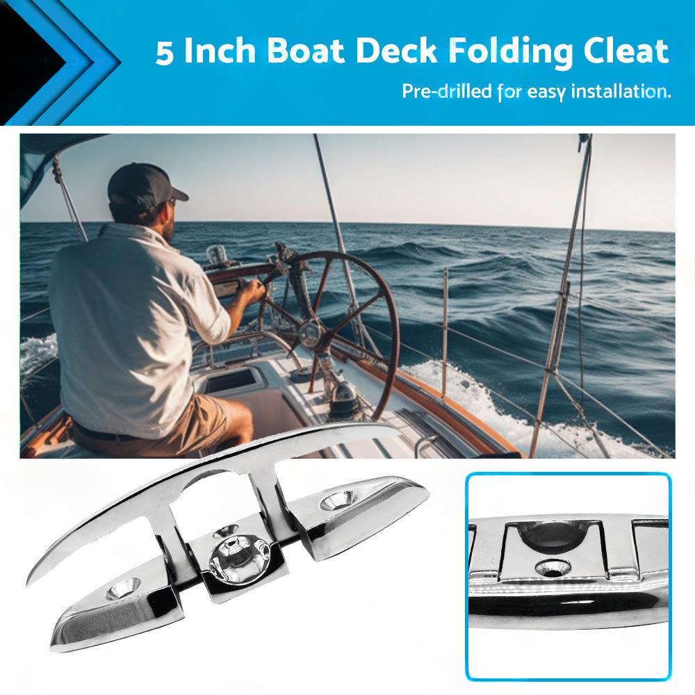 Boat Deck Foldable Cleat Portable 5 Inch Detachable Pre-drilled Cleats Part