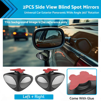 compare product 2PCS Car Exterior Panoramic Door Side Rear View Mirror Blind Spot Wide Angle 360