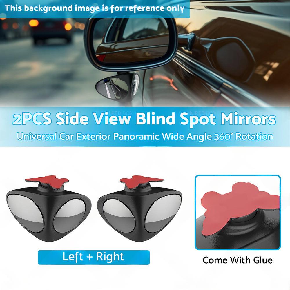 2PCS Car Exterior Panoramic Door Side Rear View Mirror Blind Spot Wide Angle 360